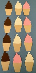 12 HANDMADE SOFT ICE CREAM CONE ACID FREE CARDSTOCK PAPER DIE CUT EMBELLISHMENT