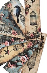 Victorian Birdcage Bookmarks Supplies Scrapbooks Junk Journal #413
