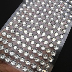 3 Sheets Clear Bling Round Rhinestones Gems Self-Adhesive Sticker Flat Back