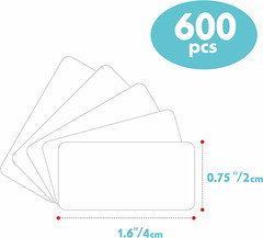 600 PCS Rectangular Stickers, Blank Write on Labels Self-Adhesive Roll White