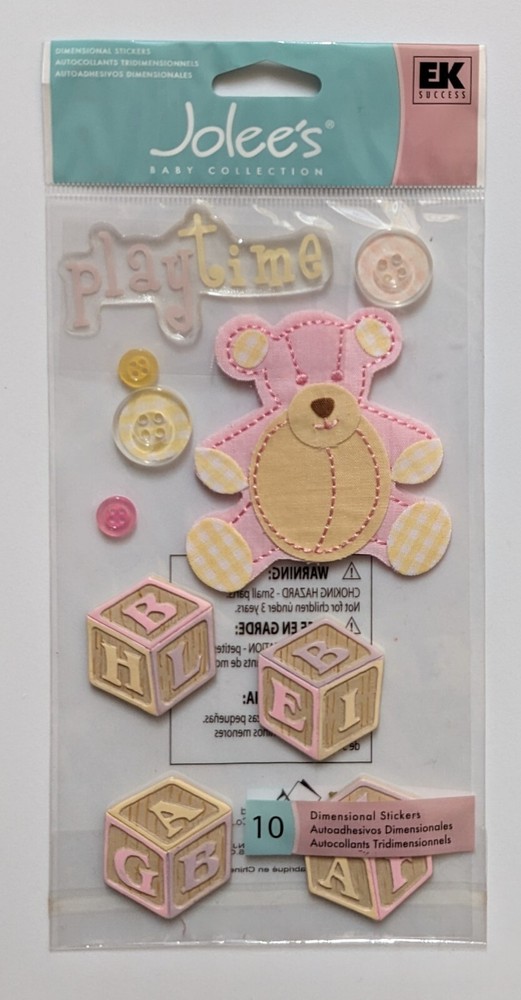 RARE Jolee’s Baby Toddler Girl Toys Playtime Blocks Teddy Scrapbooking Stickers