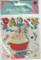 Jolee’s Boutique 3D Stickers Birthday Party Cupcake Theme 81493 Fast FREE Ship!