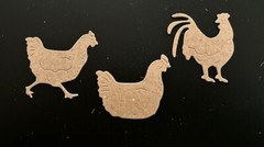 Barnyard Die Cuts * Chicken Trio * Twelve Sets * Black, White, Kraft or White