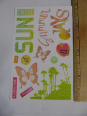 Unbranded Stickers SUNSHINE SUMMER DAYS BUTTERFLIES PALM TREES 1 Sheet