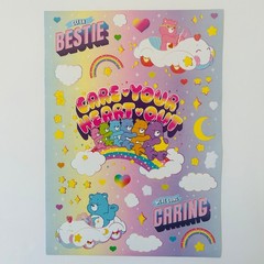 CARE BEARS sticker sheets GET IN BESTIE | SWEET DREAMS 6″ x 8″ sheets 4pk