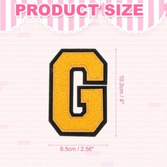 4″ Chenille Letter Patches,Yellow Chenille Initial A-Z Patches (Letter G)