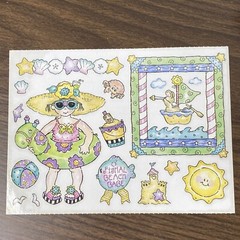 Vintage Stickers 1 sheet Penny Black Stickeroos Beach Babe #10-005