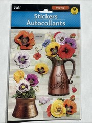 Jot Pop-Up Stickers Pansy Floral Copper Pitcher Butterfly Glitter Flowers NEW