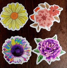 STICKERS x 10 Flowers Various Sunflowers Daisies Blue Purple Craft D22AB7