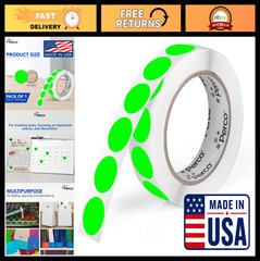 Neon Green 1-Inch Round Dot Stickers – 1000 Labels, Easy-Tear, High Visibility,