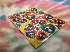 Vintage Lisa Frank Sticker Sheet S162 Panda Painter Hearts