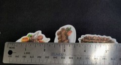 Vintage Fast Food Stickers Mediterranean Cuisine Meal Meat Shish Kebab Lot 3 Pcs