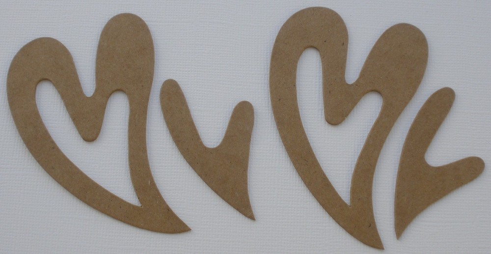 {6} DOUBLE LAYER HEARTS – Raw Bare Unfinished Chipboard Die Cuts