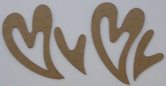 {6} DOUBLE LAYER HEARTS – Raw Bare Unfinished Chipboard Die Cuts