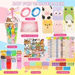 24 Set 247-Piece Stationery Set for Student Rewards, Pencil Erasers Notebook …