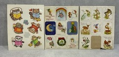 Vintage 1970s 1980s Sticker Lot Smurfs Care Bears Unicorns Hallmark Puffy