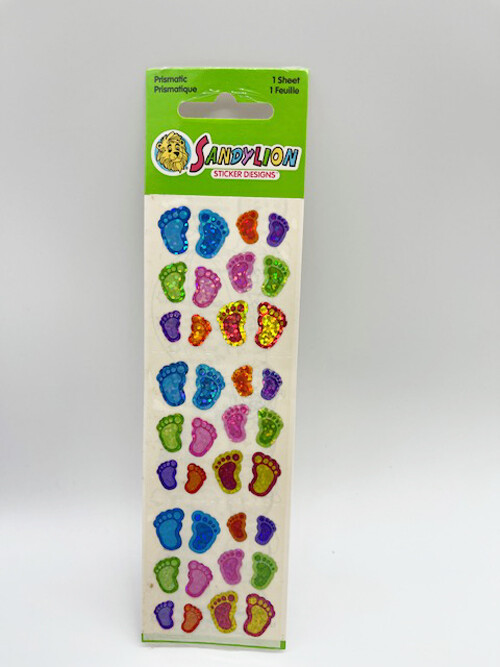 Sealed Vintage Sandylion Prismatic Foil Colorful Feet Footprints Foot Stickers