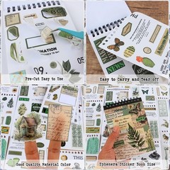 488PCS Vintage Scrapbook Stickers, 50 Sheets Precut Washi Stickers Book for J…