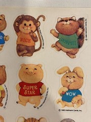 Vtg 1980 Hallmark Sticker Shirt Tales Tails 1 SHEET Walrus Beaver Pig RARE