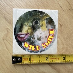 VINTAGE SmileMakers FISH EYE SMILE GRINNING DECAL STICKER VINYL CIRCLE 2.5″x2.5″