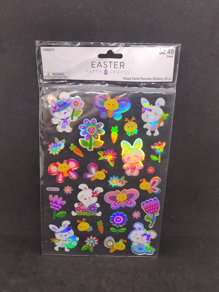 Easter Stickers Easter Bunnies Holographic Craft Stickers Paper Crafts