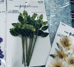 THE PAPER STUDIO FLORAL EMBELLISHMENTS 3 SETS OF FLOWERS AND ONE SET OF LEAVES