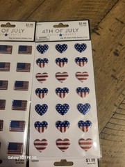 Lot Of 5 Sheets Of Patriotic-Flag- 4th July Stickers. Gemstone, Puffy, Glitter.
