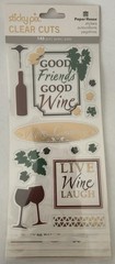 Paper House Clear Cut WINE & Friends themed sticker set~145 pcs. BNIP Nice!
