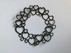 Hearts Circle Frame Heart Round Frame Die Cut Embellishments 6 pcs 3-7/8″