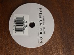 American Crafts Premium Ribbon-3 yds-white w/center black strip-100%Polyester