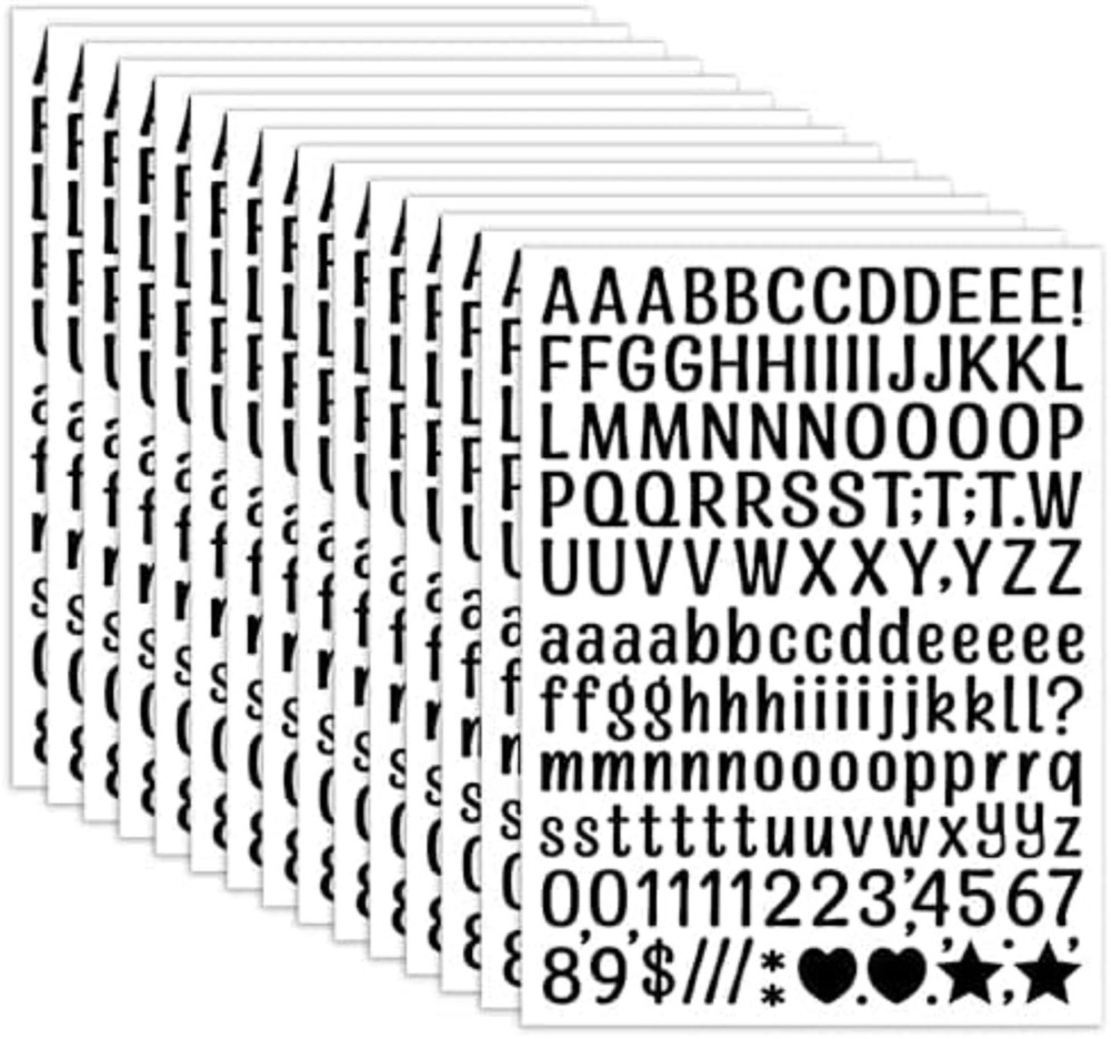 15 Sheet Small Letter Stickers – 1/2 Inch Black Vinyl Self Adhesive Alphabet …