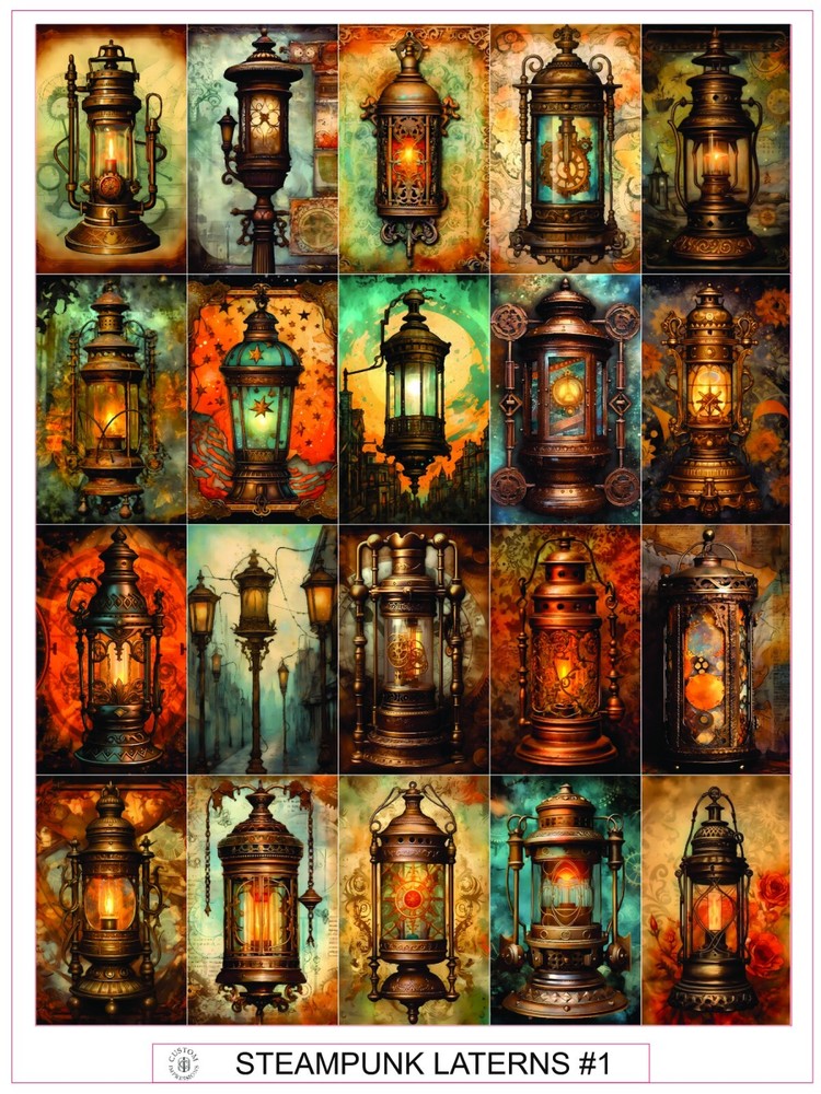 STEAMPUNK LANTERS #2 – COMPLETE SHEET OF 20 STICKERS