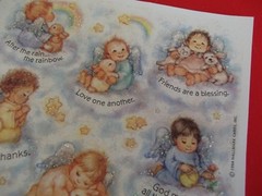 Vtg. Hallmark Mary Hamilton Angel children~Inspirational sayings~2 full sheets