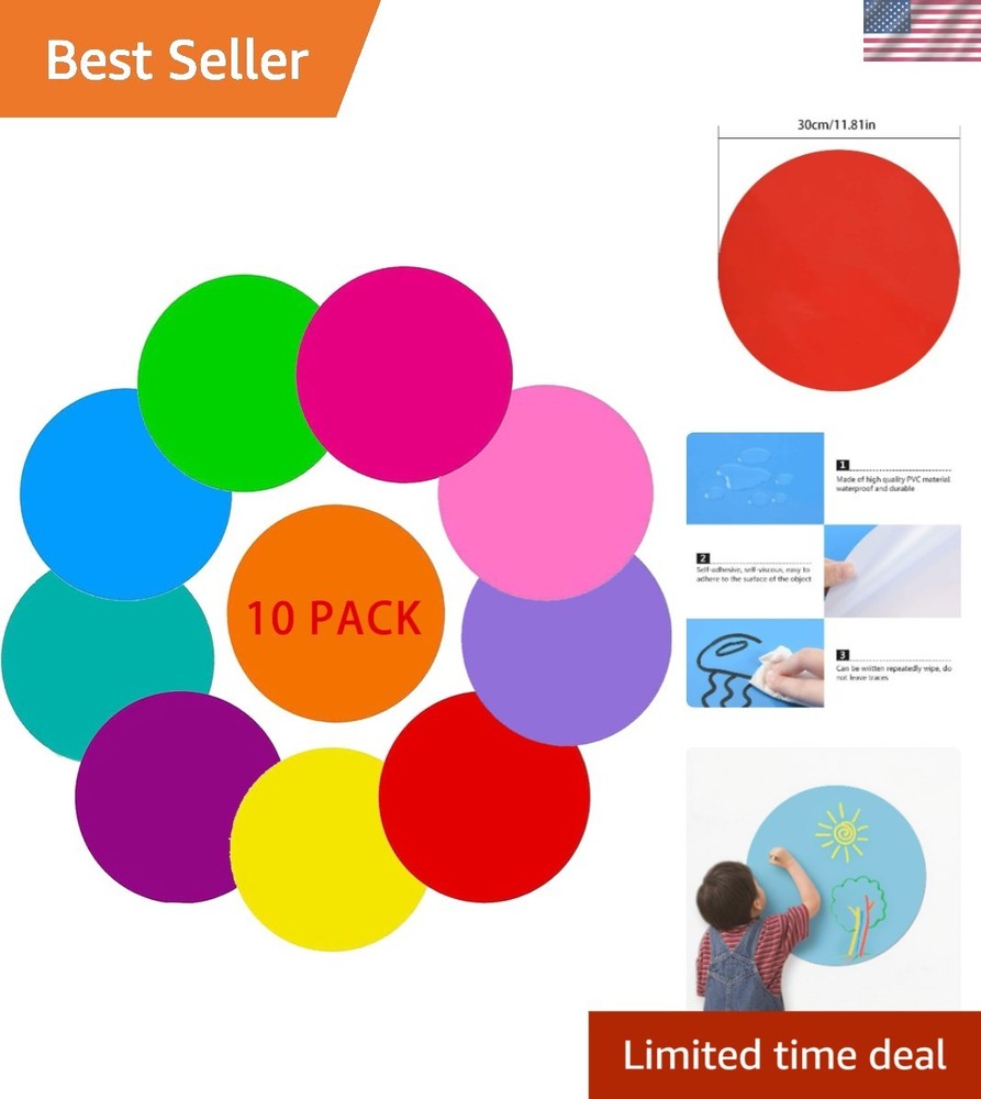 Durable 11.8-Inch Dry Erase Dots – 10 Colorful Adhesive Stickers for Classroom