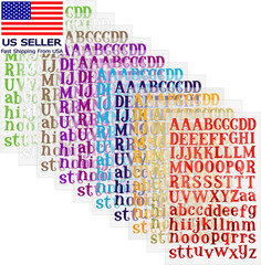 10 Sheets Letter Stickers Colorful Glitter Self Adhesive Alphabet Sticker Shiny