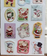 LOUJENE Tokyo Christmas Fabric Sticker 12 Vintage Animal Santa Snowman Kid JAPAN