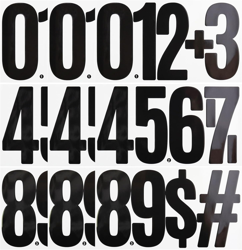 9 Sheets Large 6 Inch Number Stickers 0-9 Numbers, Self Adhesive and Waterproof