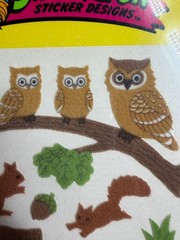Vintage Sandylion Fuzzy Owl Squirrels Stickers Sealed 90s Toys R Us Scrapbook