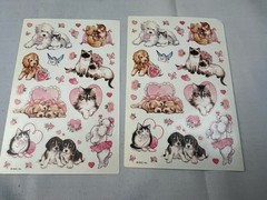 American Greetings Stickers Kittens Puppies Dog Valentine Cats Vtg 2 Sheets Cute