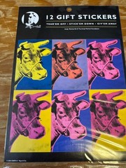 ANDY WARHOL Colorful Cows 12 Gift Stickers, Warhol Foundation, 2004 NOS