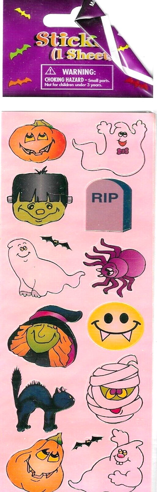 HALLOWEEN Ghost Mummy Witch Monster Spider Pumpkin Oriental Trading Co stickers
