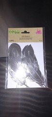 Crafters Square Stickers 12PC Foil Feather Paper Crafts Silver Die Cut