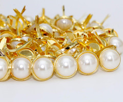 12 x 18mm 100pcs Imitation Pearl Brads Paper Fastener Scrapbooking DIY Making We
