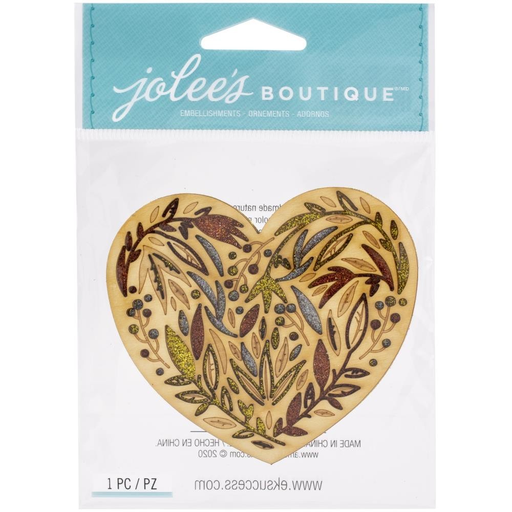 Crafts Stickers Jolee’s Laser Cut Wood Heart Patterns Leaves Vines Glitter
