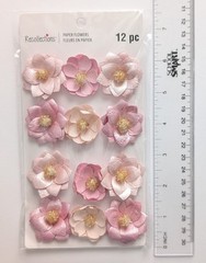 Pink & Gold Beaded Paper Flowers Scrapbooking Embellishments By Recollections