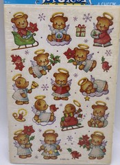 Vintage American Greetings Sticker World Christmas Angel Bears 4 Sheets New