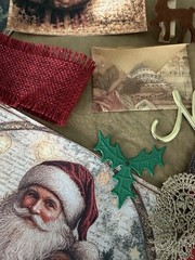Vintage Christmas Junk Journal Kit Ephemera Bundle Santa Tags Tickets 100+ Pc