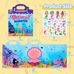 Mermaid Dress-Up Reusable Sticker Book for Toddlers, 3D Sticker Book for Kids 3