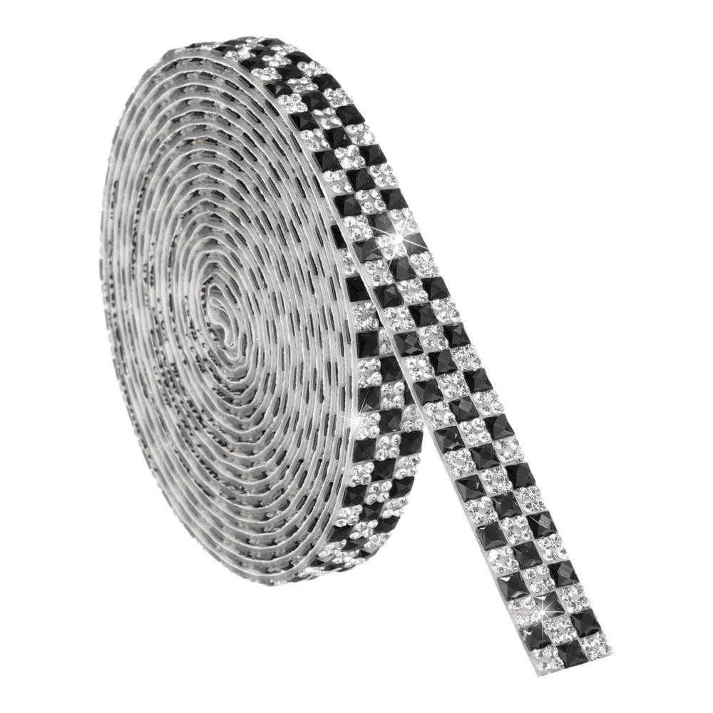 3 Yard Rhinestone Ribbon, 4mm x 4mm Crystal Rhinestone Strips, Black