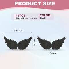 18Pcs Angel Wings for Crafts, Black Wings (5.3 Inch)